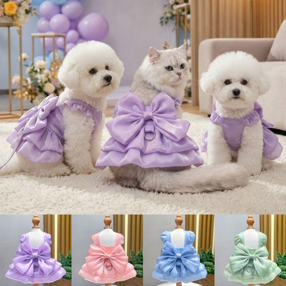 Vestido Transpirable de Princesa para Cachorro Diseño de Lazo Chaleco para Perro Gato Para Chihuahua Pomerania Teddy
