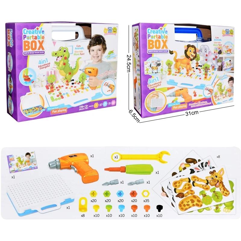 Yaratıcı İnşaat Oyuncakları Seti Montajlı Kendin Yap Oyun Seti Çocuklar İçin Elektrikli Matkap Oyuncakları Eğitici STEM Oyuncakları Erkekler Kızlar İçin Hediye