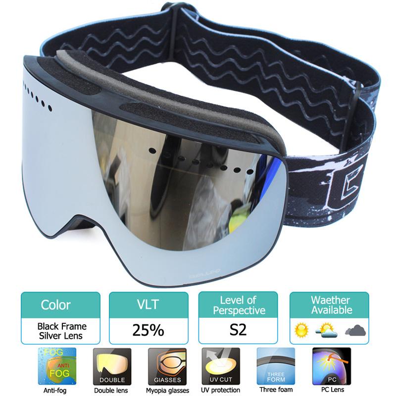 Magnetic Ski Goggles Double Layer Polarized Lens Skiing Anti-fog UV400 Snowboard Goggles Men Women Ski Glasses Eyewear