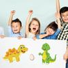 Conjunto de 12 Adesivos de Dinossauro para Crianças Criarem Seus Próprios Adesivos Desenho Animado Crie Uma Face Brinquedo Educacional DIY Lembrancinhas para Festa de Aniversário Dino