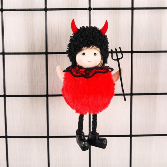 Yousheng Halloween Hanging Plush Witch Doll with Lanyard, Cute Furry Pom Pom Ball Doll Ornament for Doors Windows Trees Halloween Party