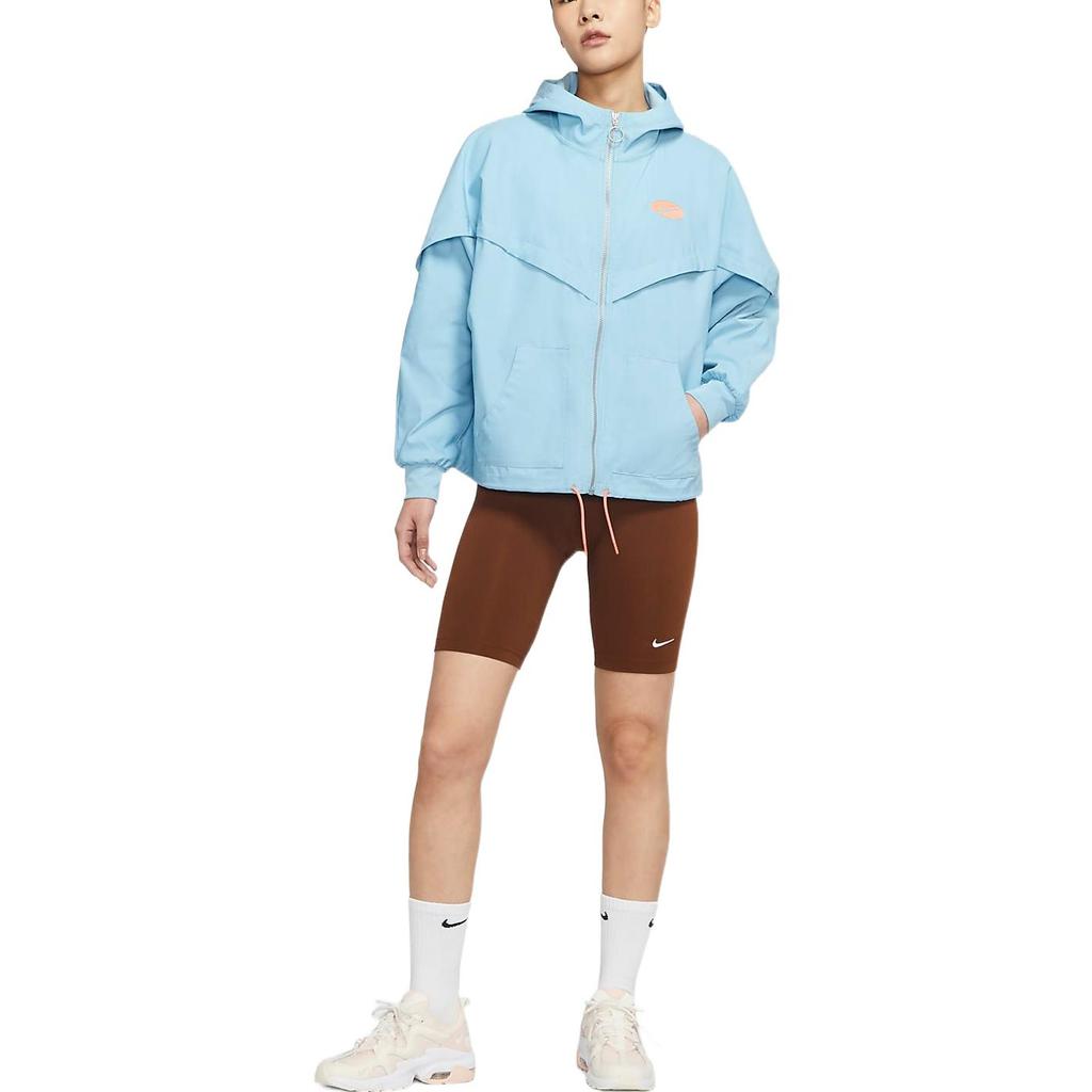 Nike Woven Solid Color Sports Hooded Jacket Women Jackets Blue DM6567-494