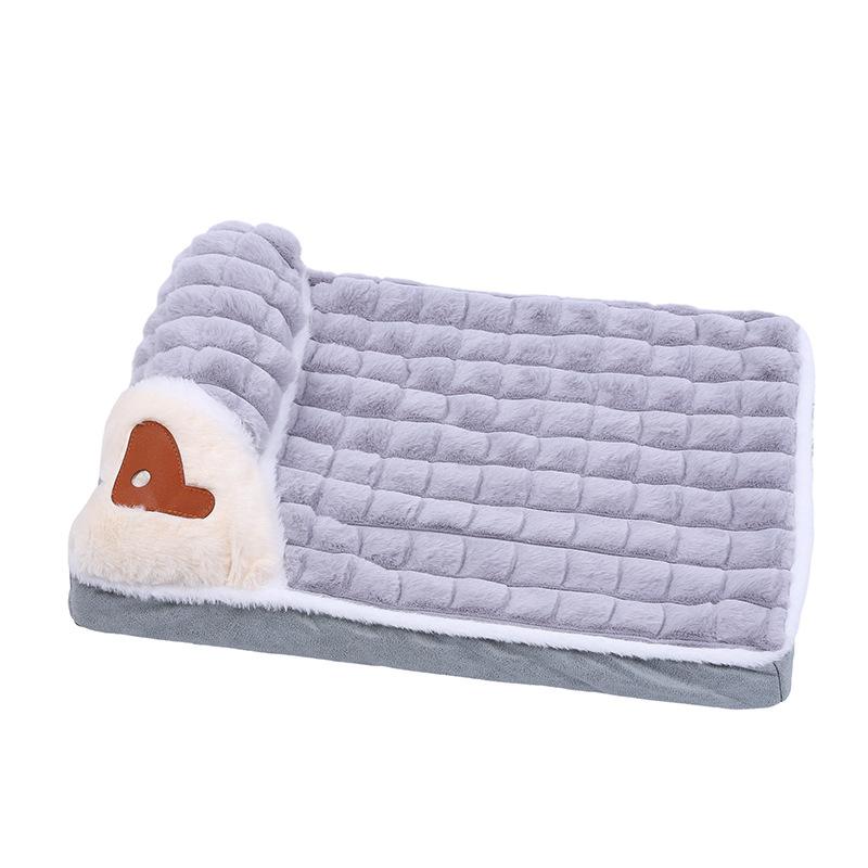 

1 шт. Коврик для собаки, Универсальный вольер для четырех сезонов, Спальное место со съемным и моющимся зимним напольным ковриком, Спальный коврик для собаки 100x70CM серый