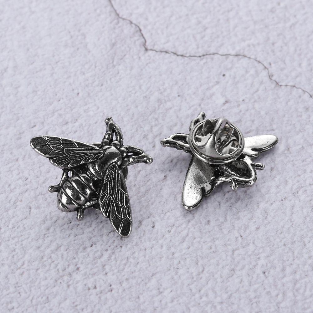 1Pair Clothing Accessories Retro Gold Silver Color Metal Men Women Bee Brooches Suit Collar Pins