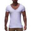 Tiefem V-Ausschnitt Kurzarm Herren T-Shirt Slim Fit T-Shirt Männer Dünnes Top T-Shirt Lässiges Sommer T-Shirt Camisetas Hombre