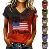 Women's Casual V Neck Short Sleeve T Shirt with Letter Print 250 Years of Freedom Graphic Tee Lightweight Comfortable Top for Everyday Wear