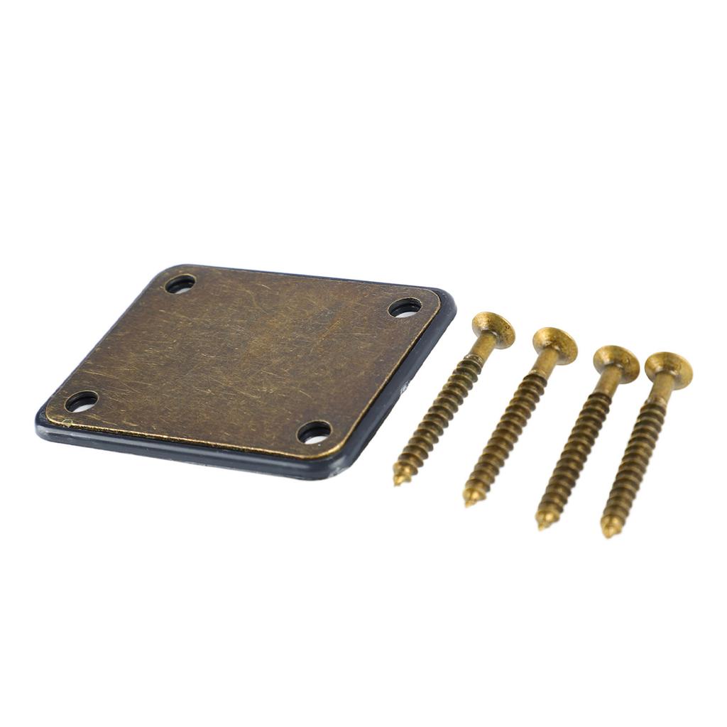 Electric Guitar Neck Plate Bass Reinforcing Metal Accessories 4 Holes with Screws