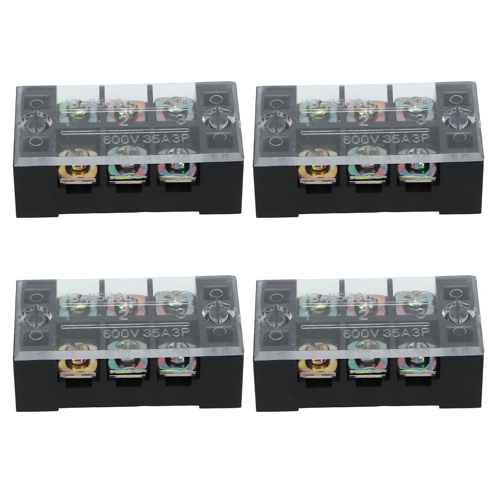 

4Pcs Terminal Strip Block TB Fixed Large Current Copper Contactor Circuit Terminal Block 600V 35A 6