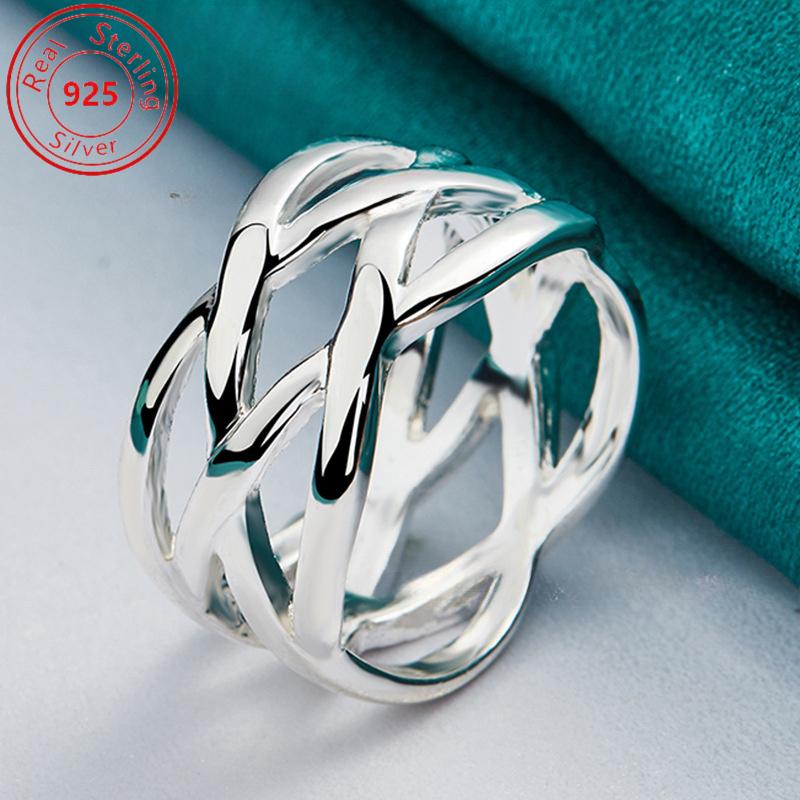 S925 Sterling Silber verschlungener Ring Retro ethnischer Stil Geeignet für den täglichen Gebrauch Valentinstags- und Muttertagsgeschenke