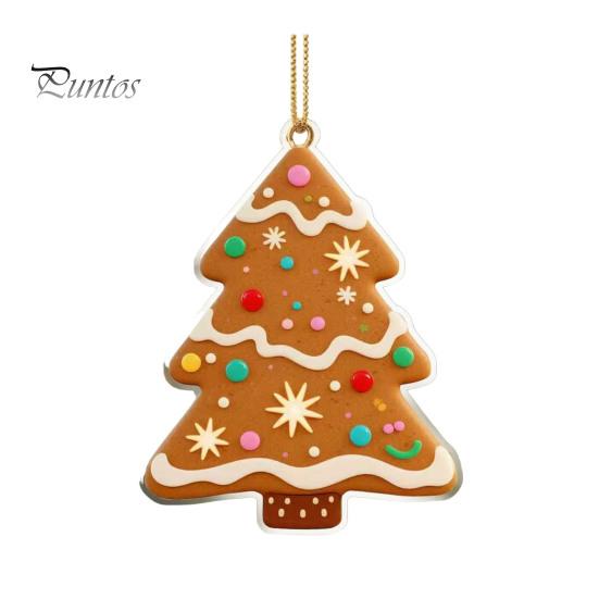 Holiday Gift for Family Friends Gingerbread Christmas Tree Pendant, Double-sided Acrylic Hanging Ornament Festive Seasonal Ideas Home Decor