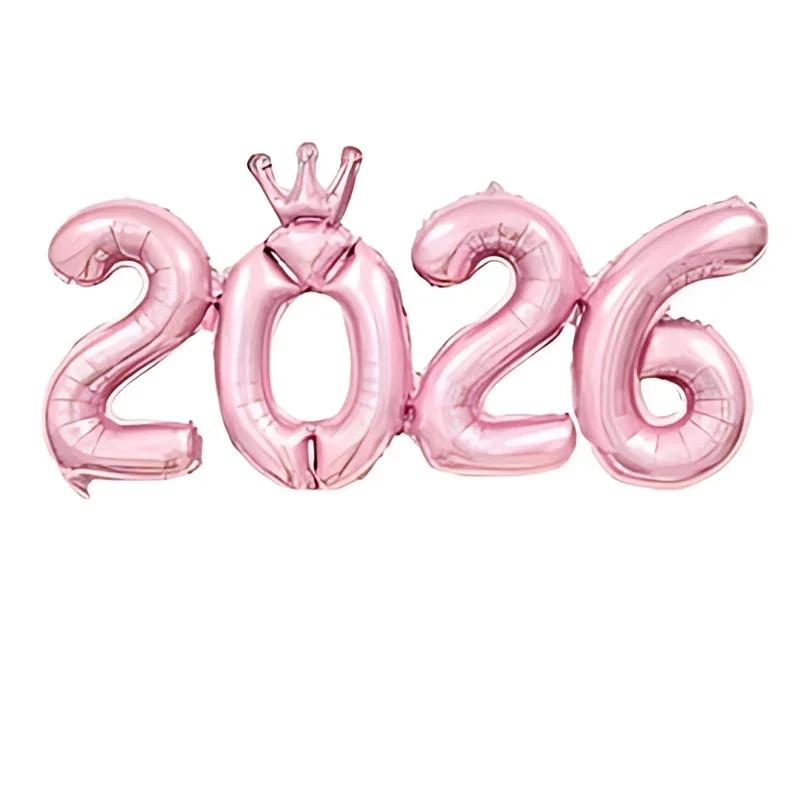 2026 Gold Red Crown Foil Number Balloons for 2026 New Year Eve Party Decoration Supplies 2026 Graduation Navidad Christmas Decor