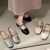 Silver retro premium thick heel bag head slippers women's summer wear 2025 new with skirt French cool slippers