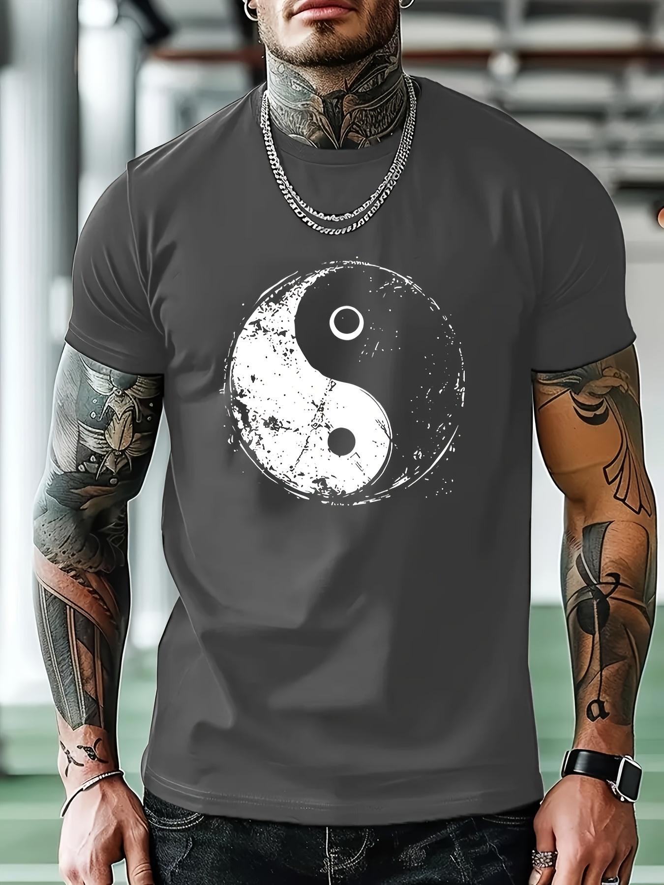 Casual Athletic T-shirt with Yin-Yang Graphic Print S