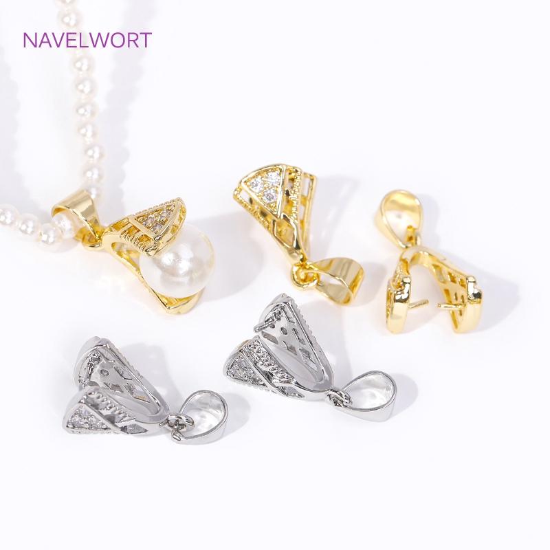 18K Gold Platinert Eingelegt Zirkon Anhänger Verschlüsse Klemmenöse Hakenverbinder Für DIY Halsketten Anhänger Schmuckherstellung Zubehör