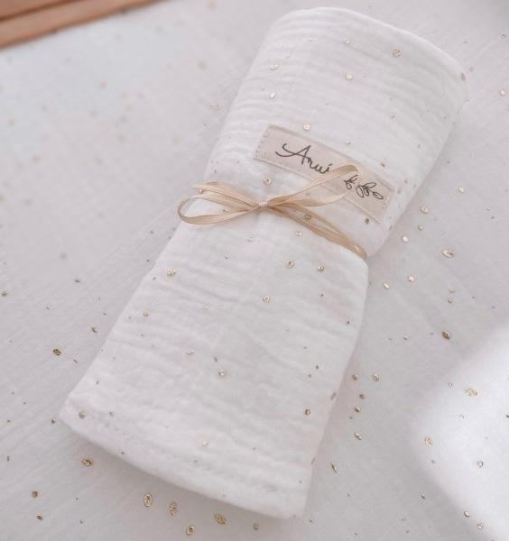 Muslin Swaddle 80x80cm Double Gauze (Cream Dots)