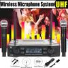 2 Cordless 2 Channel System Handheld Mic Kraoke Speech Supplies Cardioid Microphone Professional Wireless Microphone