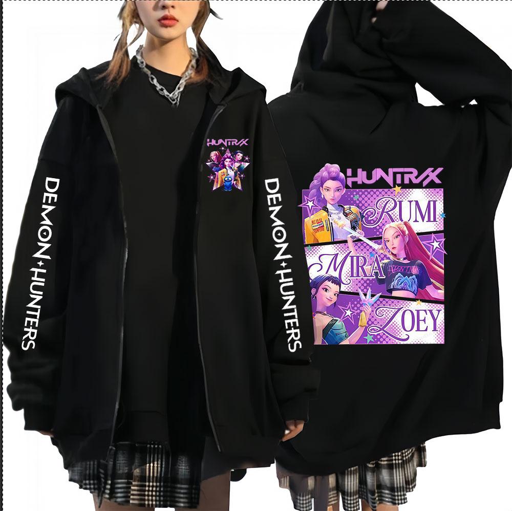 Limitowana K-pop Demon Hunters Bluza z kapturem zapinana na zamek dla mężczyzn i kobiet, prezent dla fanów, odzież estetyczna, bluza, płaszcze, nowa bluza z kapturem