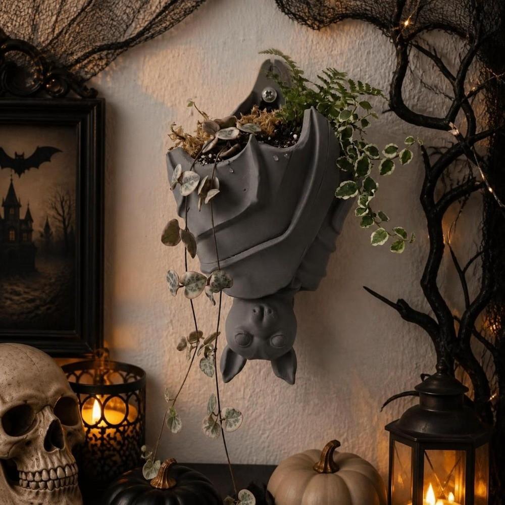 Halloween Bat Hanging Planter 3D Printed Bat Wing Flowerpot Wall Plant Pot Home Decoration