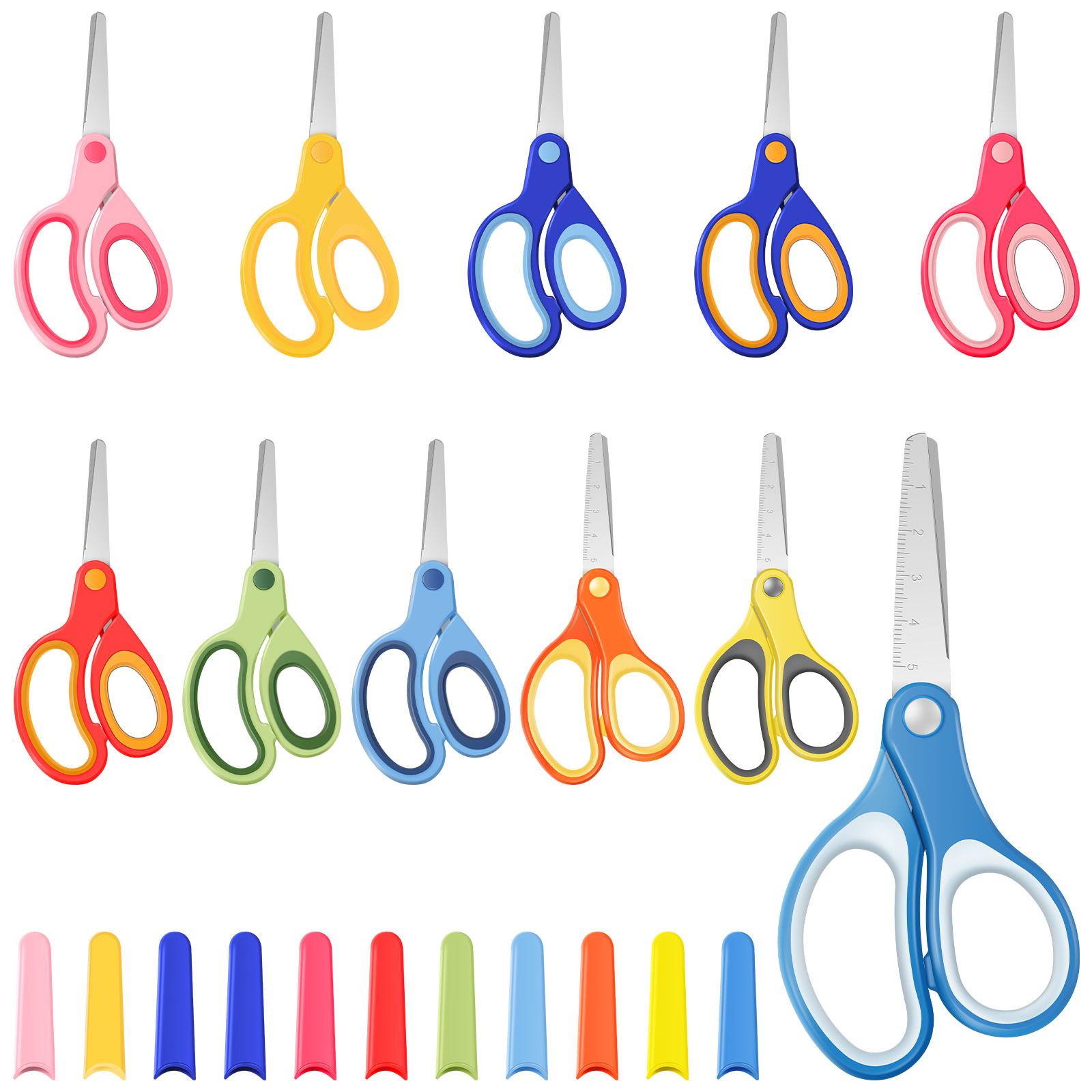 

11 шт. Детские ножницы с круглым кончиком 6 дюймов Безопасные мультяшные бумажные ножницы со шкалой Многофункциональные студенческие ножницы для ручной работы Режущие