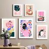 Boho Fashion Girl Flowers Vase Illustration Wall Art Canvas Painting Abstract Poster And Prints Pictures For Living Room Decor