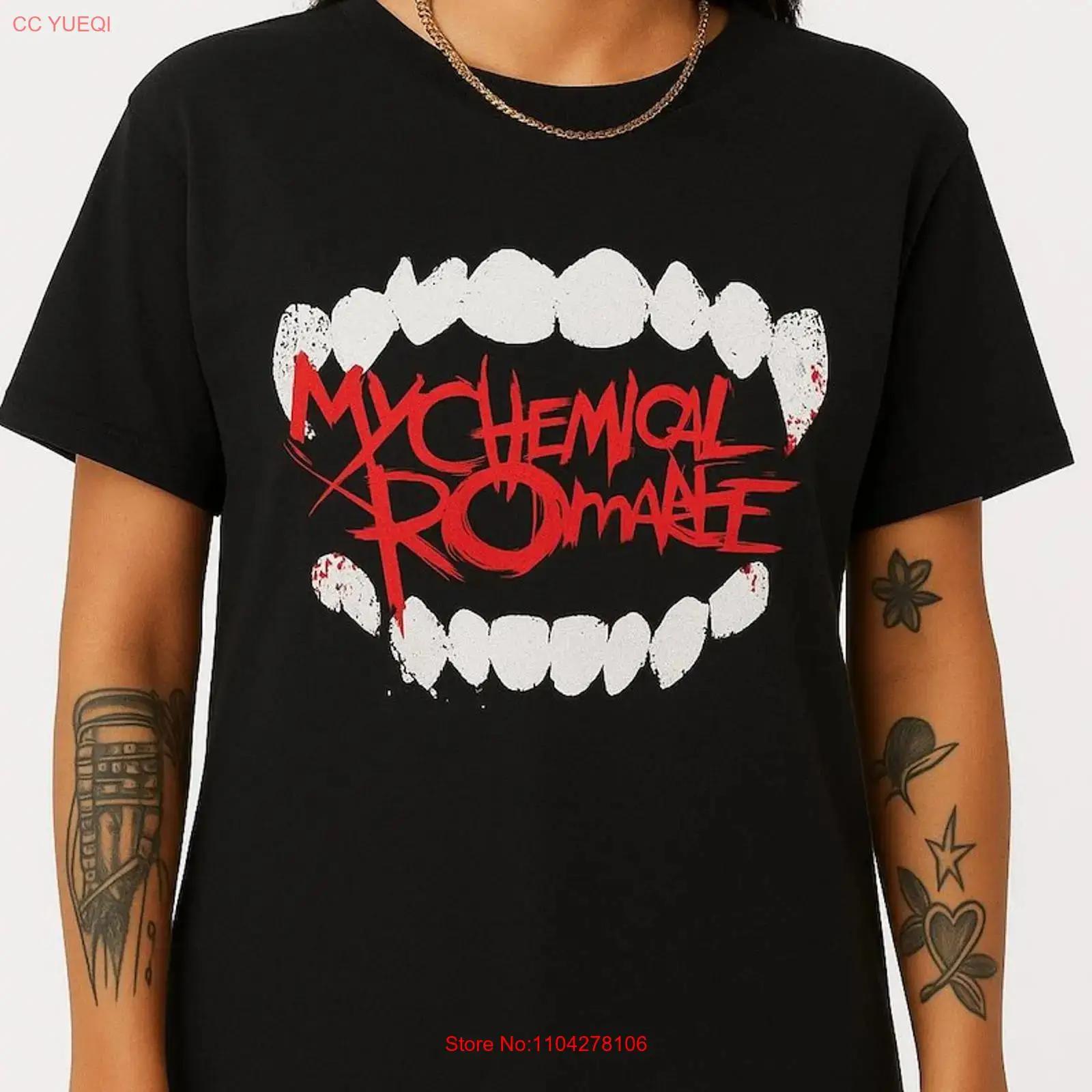 

My Chemical Romance Vampire T Shirt MCR Fang Blood Gothic Band Emo vintage Washed Top For Everyday Wear Comfortable 5XL різнокольоровий