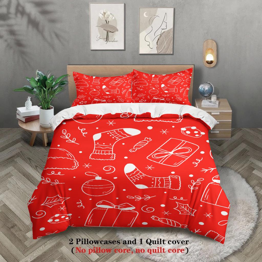 Christmas Bedding Set Single Twin Queen King Size Duvet Cover Set No Filling Christmas Gift For Home Decorations Gift