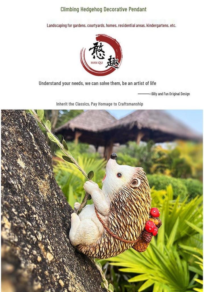 Hanging Hedgehog Tree Ornament for Outdoor Gardens & Micro Landscape Decor
