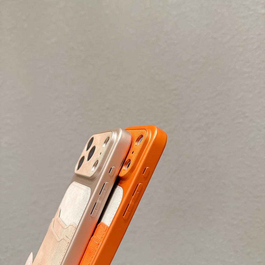 Luxury Double-layer Card Bag Denim Fabric Texture Patterned Phone Case for iPhone 17 16 15 14 13 Pro Max Shockproof Bumper Cover