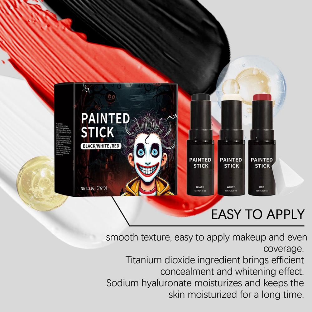Halloween Face Body Painting Stick Kit Black/White/Red