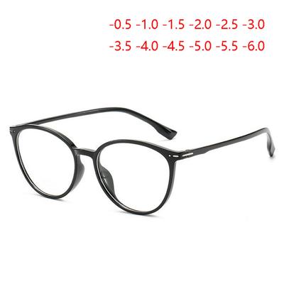 Retro Literary Finished Nearsighted Glasses Women Ultralight TR90 Oval Clear Lens Short-sighted Eyeglasses  -0.5 -1.0 To -6.0