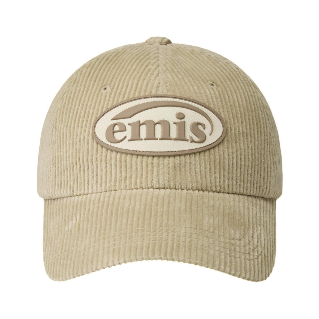 EMIS Rubber Patch Corduroy Ball Cap Beige ONE SIZE
