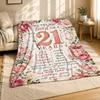 Loved For 21 Years Coral Fleece Blanket Birthday Quote Decor