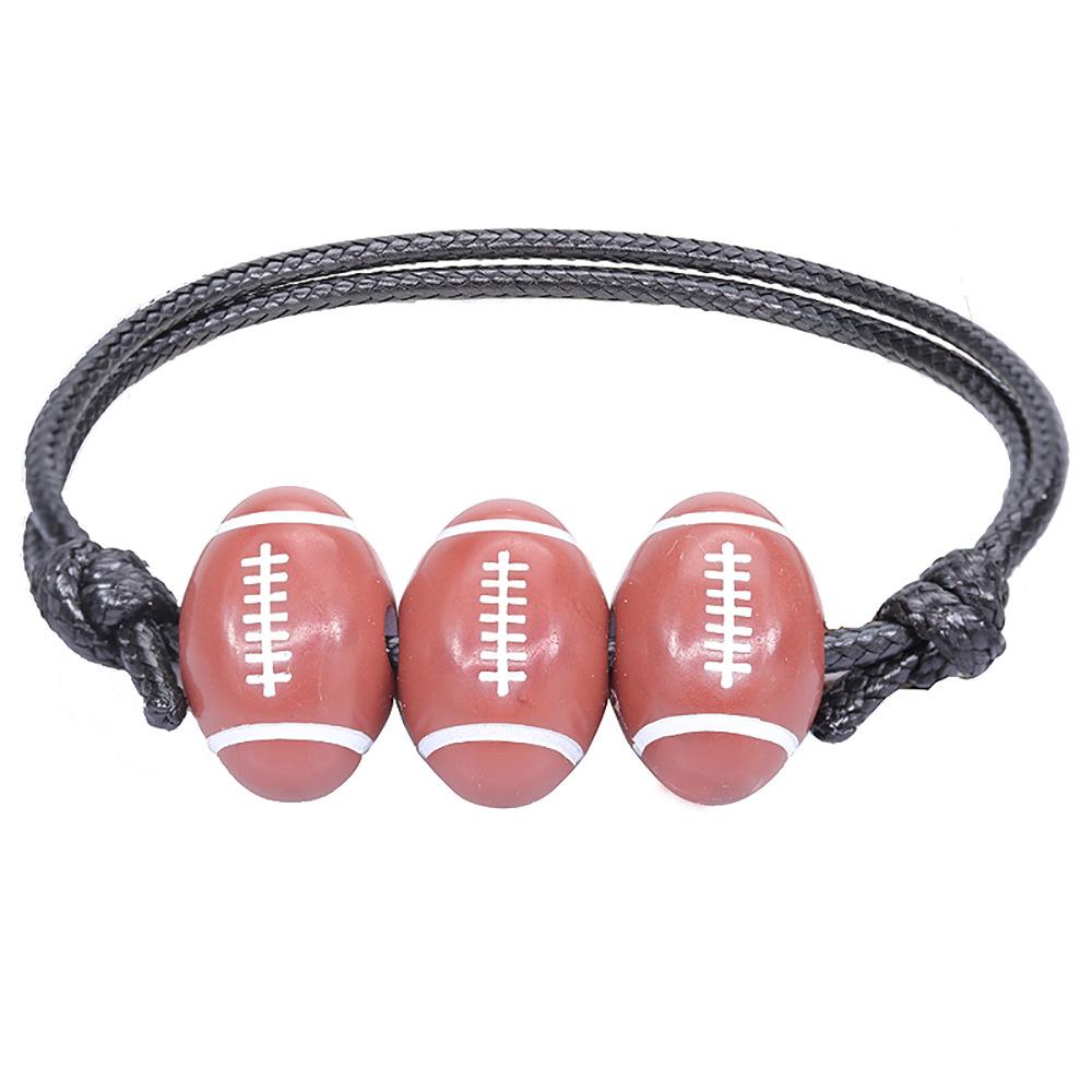 Football Basketball Tennis Rugby Hand Bracelet Wax Line Woven Tennis Rugby Bracelet Boys Girls Soccer Volleyball Beads Jewelry