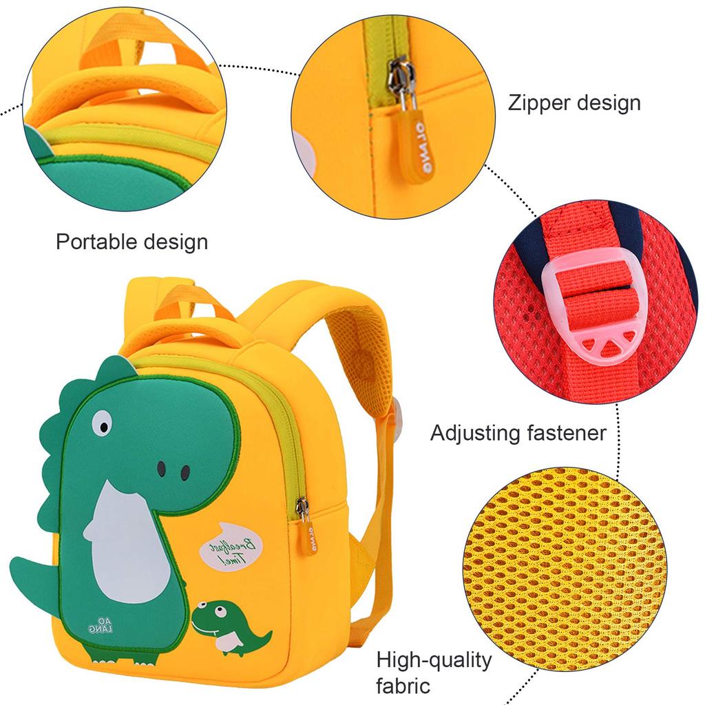 Panegy Toddler Backpack, Cartoon Dinosaur, Mini School Bag/Kindergarten Bag, 24x20x10cm, Yellow