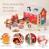 Wooden Simulated Farm Setting Scene Toys  Baby Thread Toy Shape Pairs Multiple And Functional Toys Nursery Decoration Baby Gift