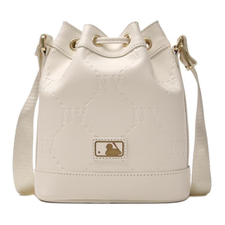 New MLB Blended Material Bucket Bags Crossbody Bag, Shoulder Bag Regular Women's White 7ACRMD65N-50CRM