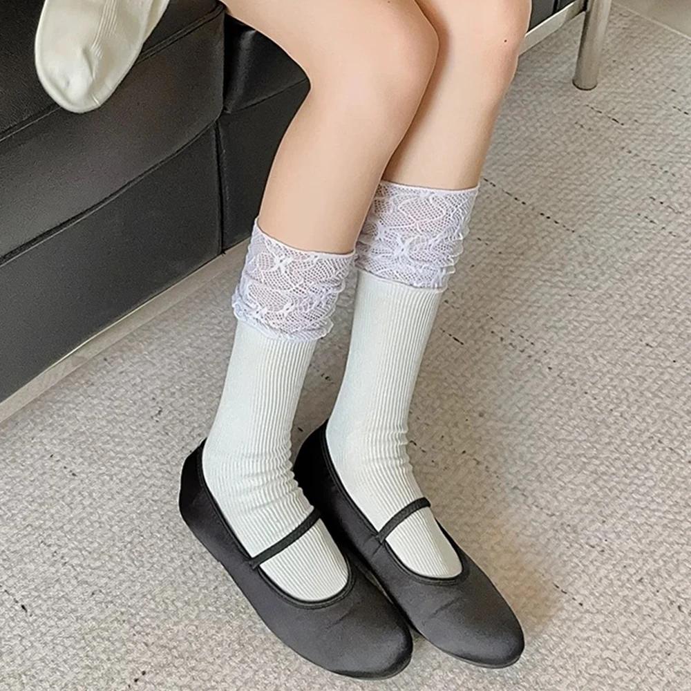 Lolita Ladies Lace Long Socks Autumn and Winter Warm Knee Sexy Lace Knee High Stockings Over Knee Thigh Stockings Boot Socks