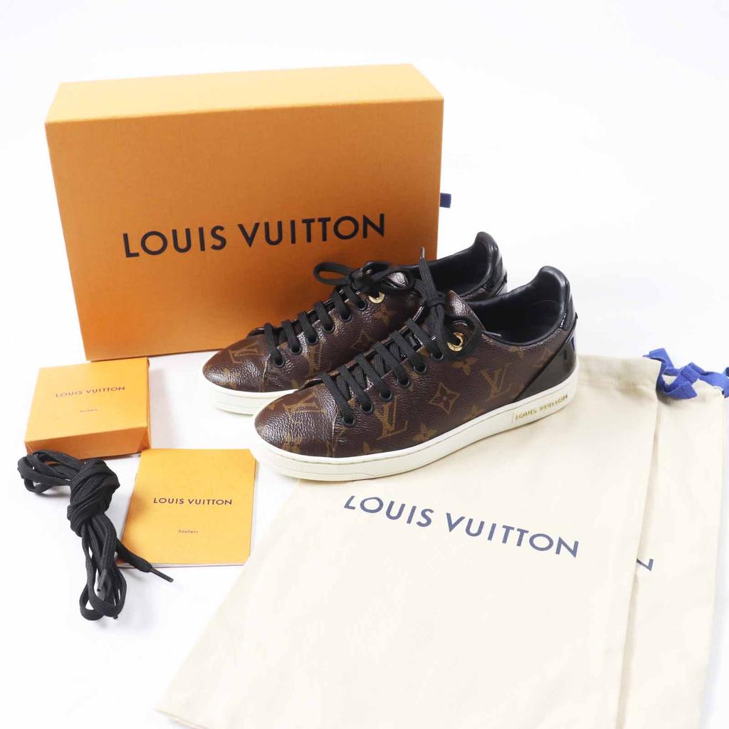 Great LOUIS VUITTON sneakers Front row line Brown Monogram canvas Women 35.5 Used