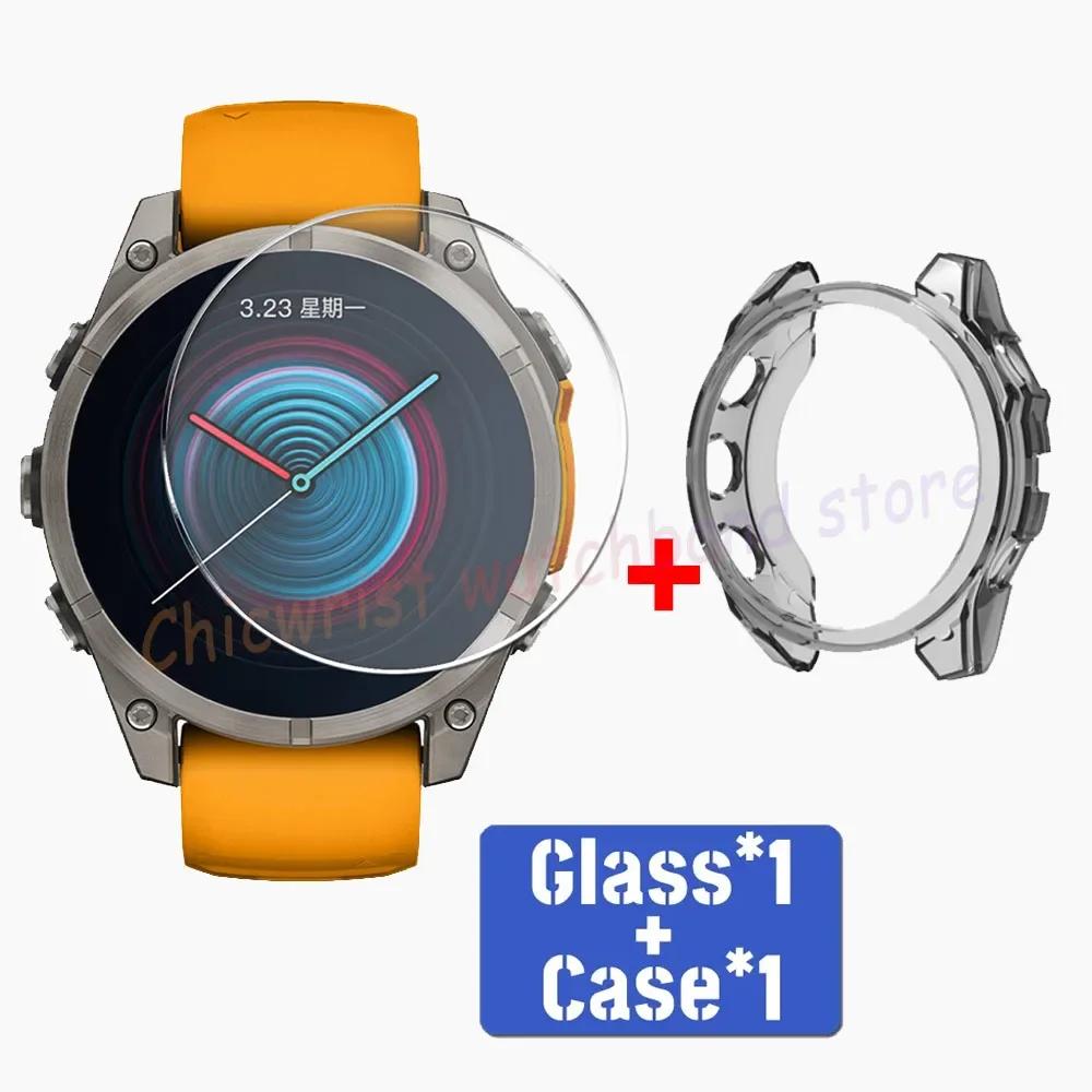 TPU Case+Tempered Glass For Garmin Fenix 8 51mm 43mm 47mm Screen Protector Silicone Anti-scratch Bumper for Fenix 8 Accessories