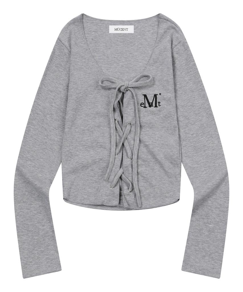 MUCENT Maring Eyelet Lace-Up Corset Rolled Long Sleeve Tee (3 Colors)