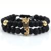 Fashion Versatile Energy Stone Turquoise Braided High Crown White Diamond Mixed Wear Small Crown Set Bracelet Bracelet