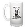 Chope À Bière - PLANETEE - J’peux Pas Doberman (minimaliste) - 470 Ml - Verre Trempé Givré - Motif Noir
