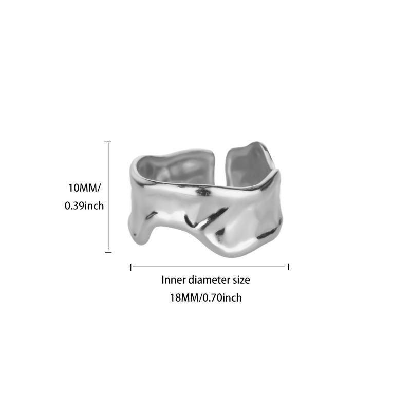 Trend Pleated Exaggerated Ring Opening Adjustable Men's and Women's Stainless Steel Geometric Niche Design Ring