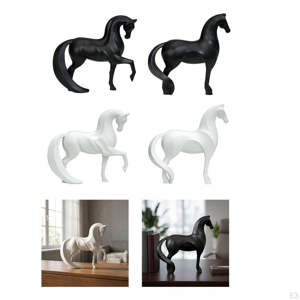 Carved Horse Statue, Animal Figurine, Modern Design, Office Decoration, Craft, Contemporary Art,