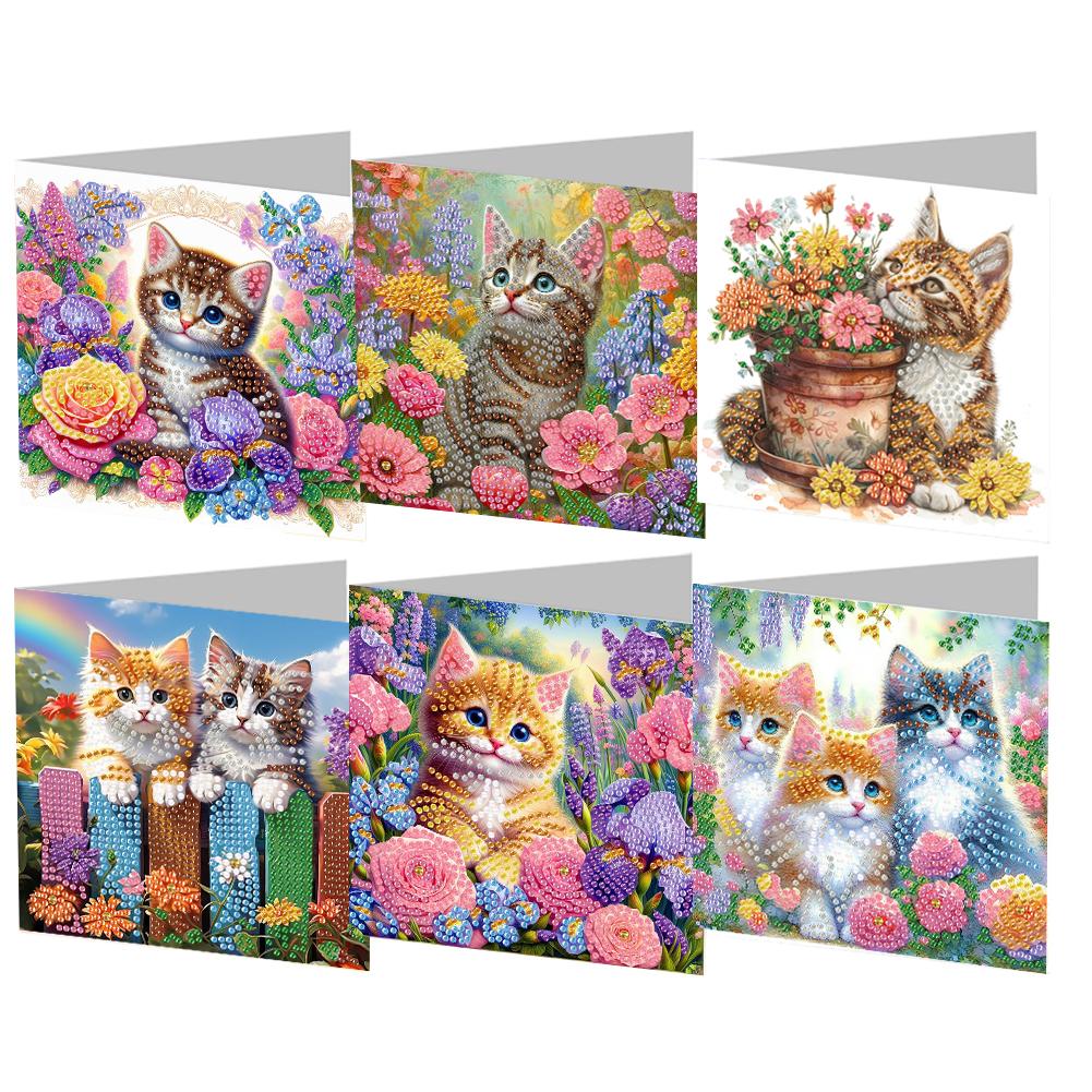 6Pcs Snowman Diamond Handmade Card Rhinestone Painting Card Kit Diamond Painting Greeting Card for Family Friends Gift