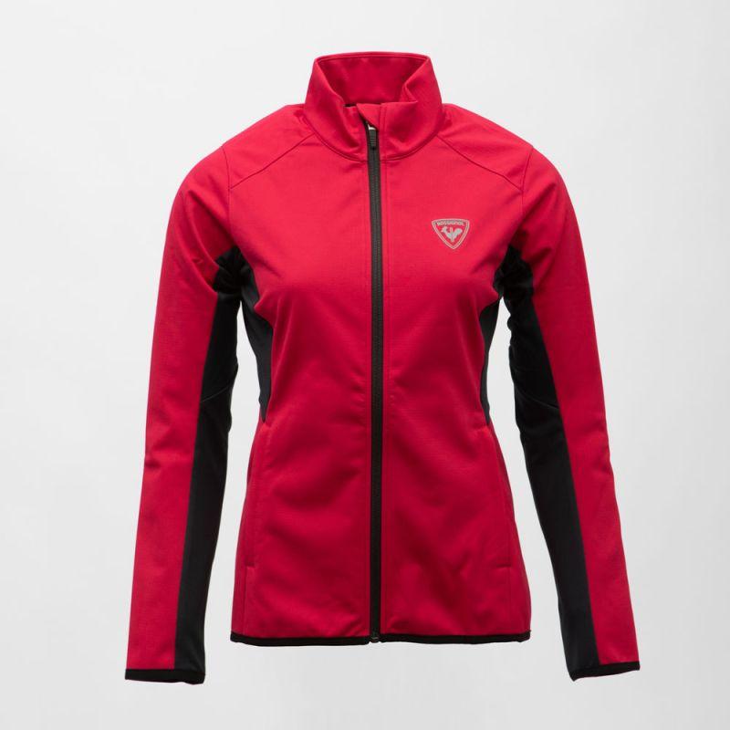Veste col cheminée softshell bi color rouge zip noir femme Femme ROSSIGNOL