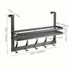 [Door Organizer Rack] Heavy-Duty Metal Over-the-Door Organizer Rack - Space-Saving Door Storage Shelf, Easy Installation, Hooks for Hanging Bags, Hats