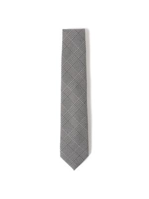 [BEAMS HART] Glen Check Necktie for Men, White, Free Size, 414417539940188