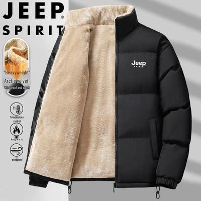 JEEP SPIRIT Men's Fleece-Lined Stand Collar Winter Jacket