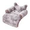Soft Pet Bed with Bolsters Padded Textured Velvet Couch Cover Bolster for Cat